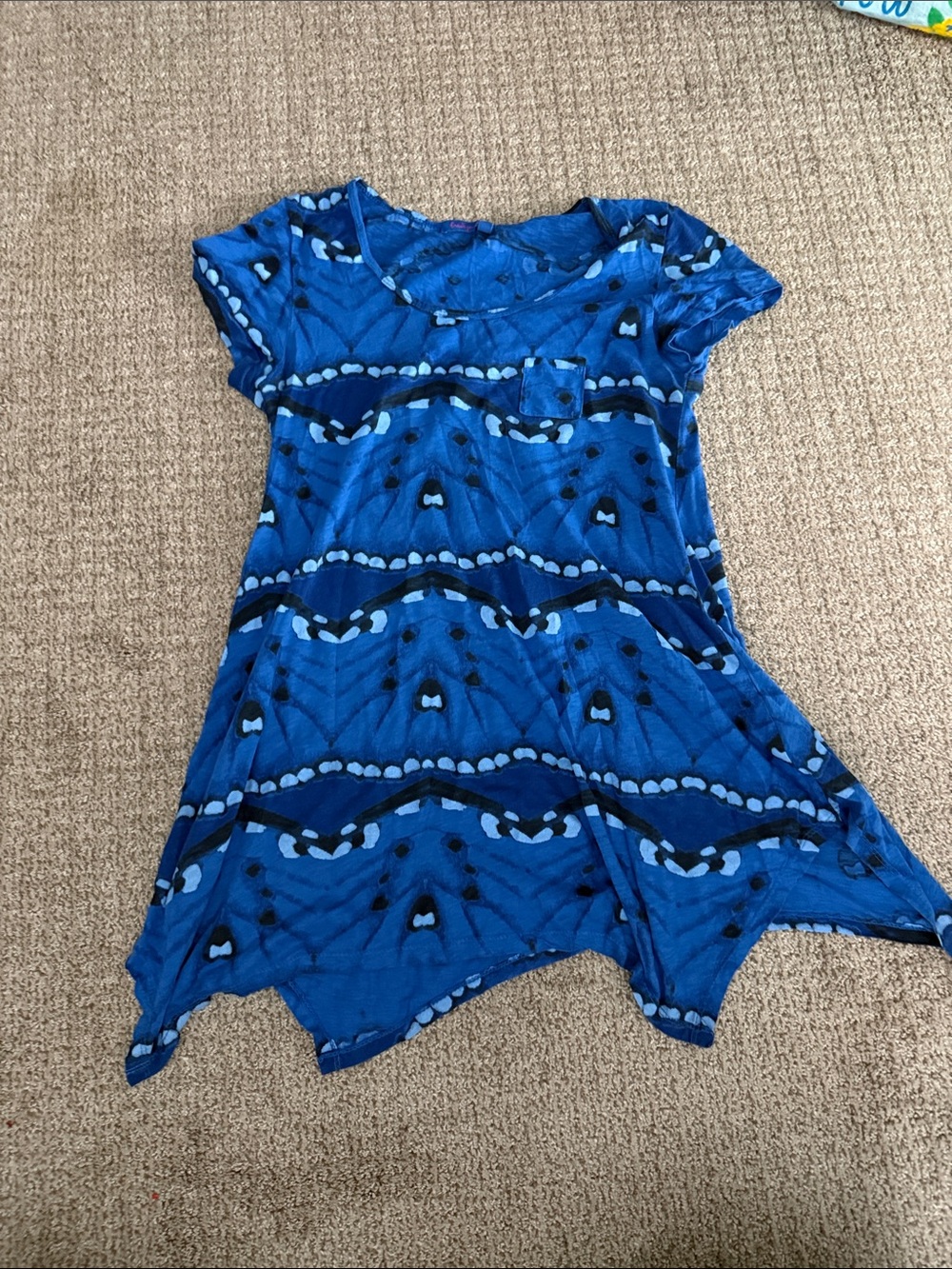 fresh produce Blue Patterned Short Sleeve Tunic 100% cotton